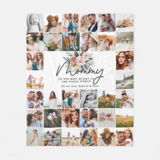 ママの贈り物数々の写真の美しいフローラ フリースブランケット (正面)