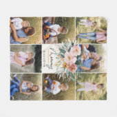 ママの贈り物8フォトピンクガーリーの水色フローラ フリースブランケット (正面(横))