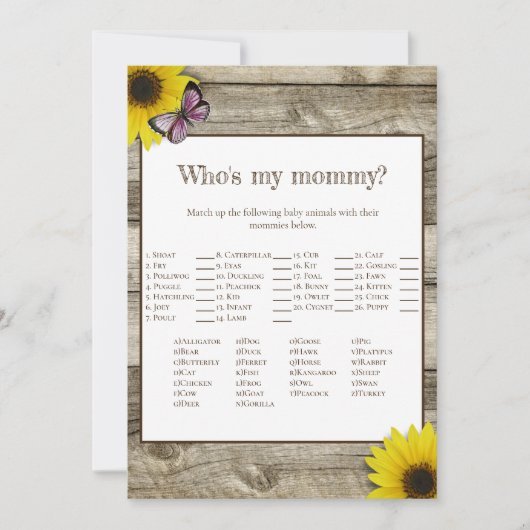 ママの赤ちゃんシャワーのひまわり |ピンク 招待状 (正面)