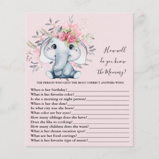 ママの赤ちゃんシャワーのゲームをどれだけ知っているか (正面)