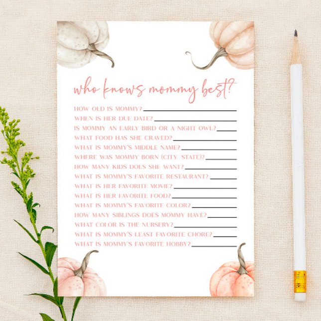 ママの赤ちゃんシャワーのゲームを知っているピンクのカボチャ秋 (クリエイターアップロード済み)