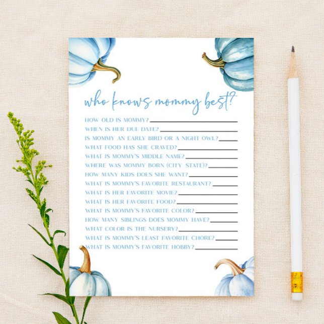 ママの赤ちゃんシャワーのゲームを知っているブルーパンプキン秋 (クリエイターアップロード済み)