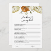 ママの赤ちゃんシャワーカー最高のドを知っているカボチャ 招待状 (正面/裏面)