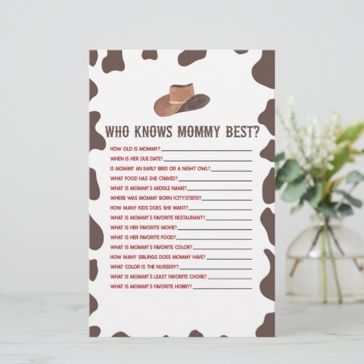 ママの赤ちゃんシャワーゲームを知っているカウボーイロデオ 便箋 (スタンド正面)
