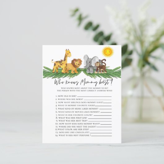 ママの赤ちゃんシャワーゲームを知っているサファリの動物 (スタンド正面)