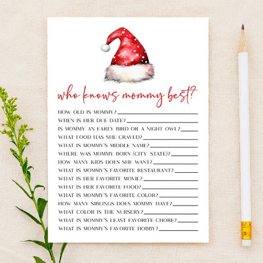 ママの赤ちゃんシャワーゲームを知るサンタ・クリスマス 便箋