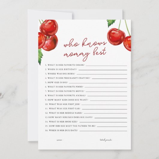 ママの赤ちゃんシャワー最高のを知るさくらんぼ シーズンカード (正面)