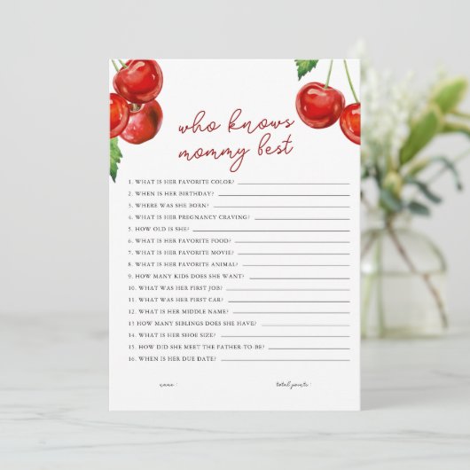 ママの赤ちゃんシャワー最高のを知るさくらんぼ シーズンカード (スタンド正面)