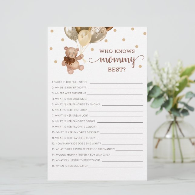 ママの赤ちゃんシャワー最高のを知るテディベア (スタンド正面)