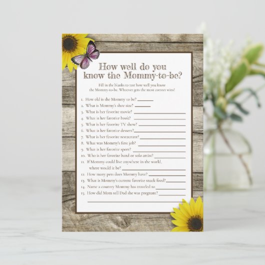 ママの赤ちゃんシャワー最高のを知るヒマワリ |ピンク 招待状 (スタンド正面)