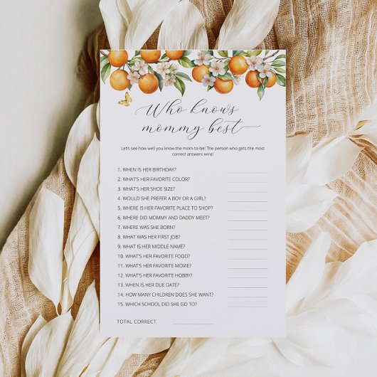 ママの赤ちゃんシャワー最高のゲームを知っているオレンジ