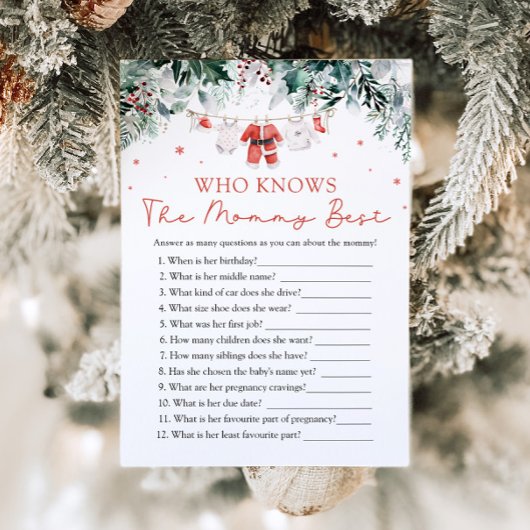 ママの赤ちゃんシャワー最高のゲームを知っているクリスマス 招待状