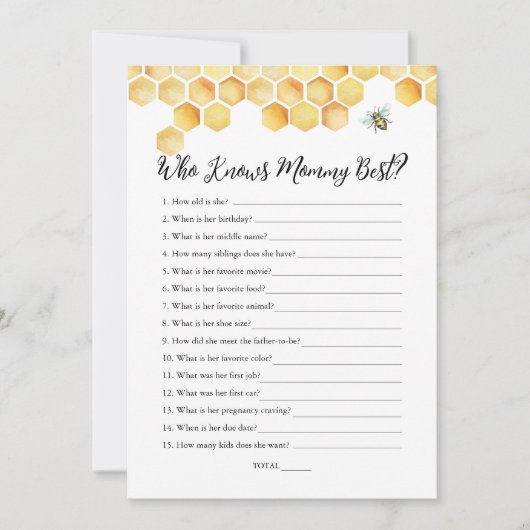 ママの赤ちゃんシャワー最高のゲームを知っているCALLA 招待状 (正面)