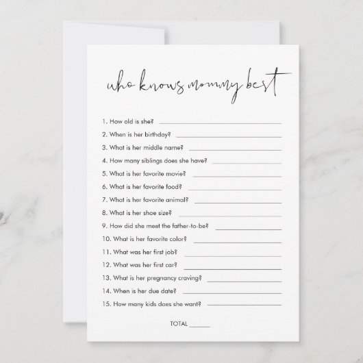 ママの赤ちゃんシャワー最高のゲームを知るステラ 招待状 (正面)