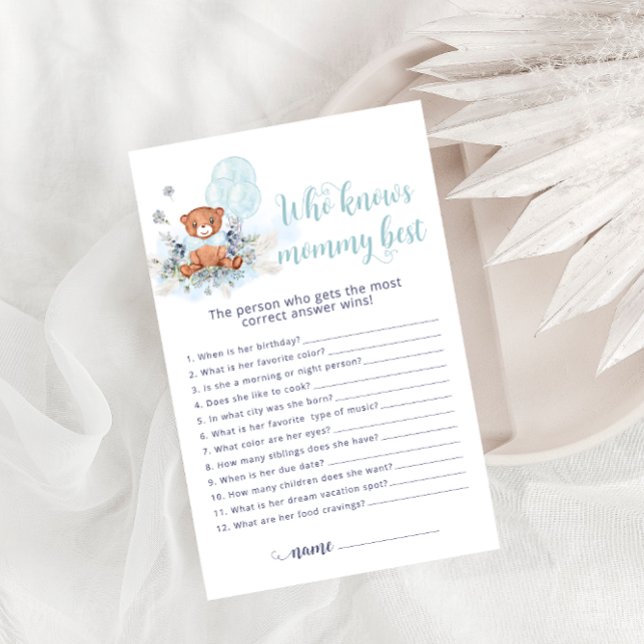ママの赤ちゃんシャワー最高のゲームを知るテディベア (クリエイターアップロード済み)