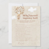 ママの赤ちゃんシャワー最高のゲームを知るテディベア 招待状 (正面)