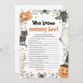 ママの赤ちゃんシャワー最高のゲームを知るハロウィン 招待状 (正面/裏面)