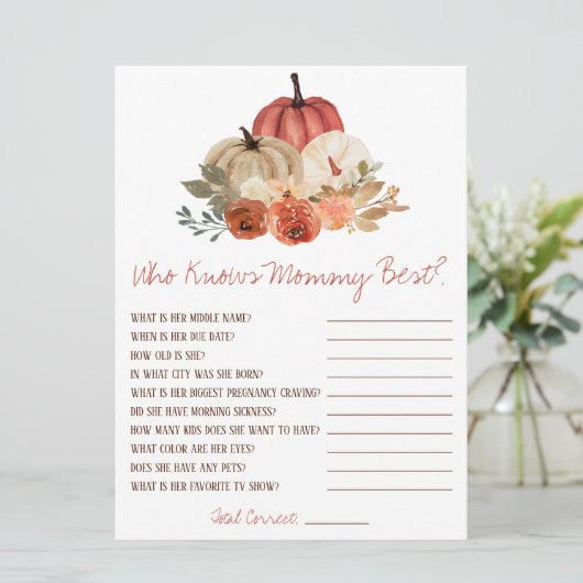 ママの赤ちゃんシャワー最高のゲームを知る恋の秋 招待状 (スタンド正面)