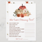 ママの赤ちゃんシャワー最高のゲームを知る恋の秋 招待状 (正面/裏面)