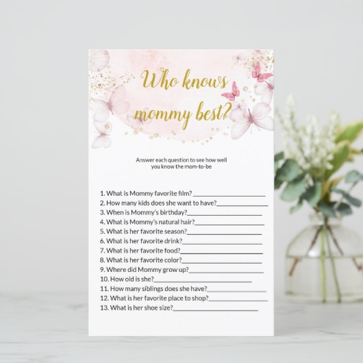 ママの赤ちゃんシャワー最高のゲームを知る蝶 (スタンド正面)