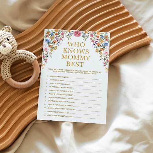 ママの赤ちゃんシャワー最高のゲームカードを知っているフローラ 招待状