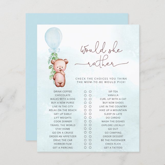 ママはむしろゲーム赤ちゃんシャワーのテディベア (正面/裏面)