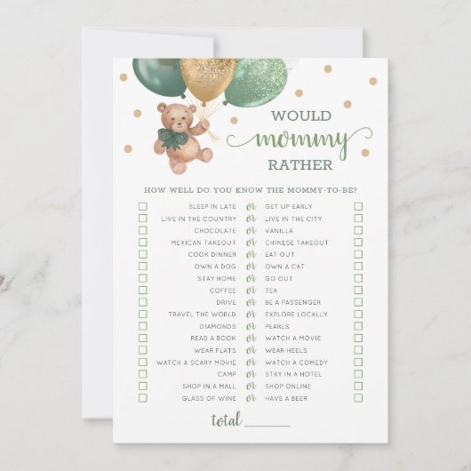 ママはゲームの赤ちゃんシャワーパーティーカード 招待状 (正面)