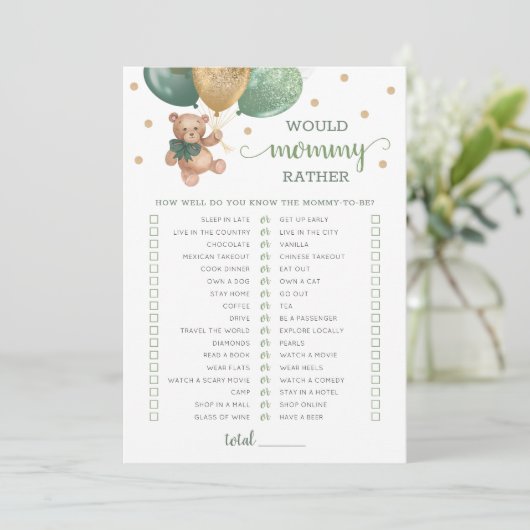 ママはゲームの赤ちゃんシャワーパーティーカード 招待状 (スタンド正面)