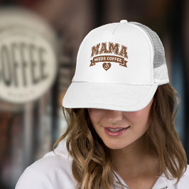 ママはコーヒーが必需品 ブラウン ホワイト ハート コーヒー豆 キャップ