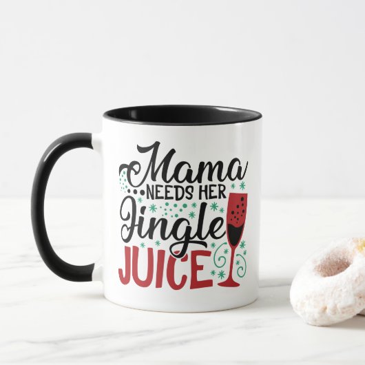 ママはジングルのジュースが欲しい |クリスマス飲みユーモア マグカップ (ドーナツ)
