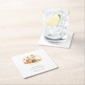 ママはテディベアハニカムベビーシャワー スクエアペーパーコースター (インサイチュ)