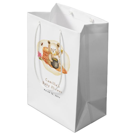 ママはテディベアハニカムベビーシャワー ミディアムペーパーバッグ (裏面アングル)