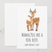 ママはドーねす：もじり言葉の鹿の母の日カード シーズンカード (正面/裏面)