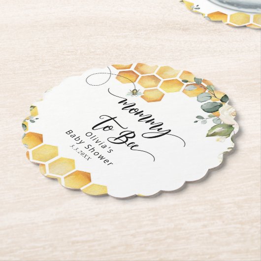 ママはビーのまわりにシャワー ペーパーコースター (アングル)