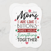 ママはボタンのようおもしろいにマザーズ・デイ・カード (正面/裏面)