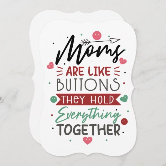 ママはボタンのようおもしろいにマザーズ・デイ・カード (正面/裏面)