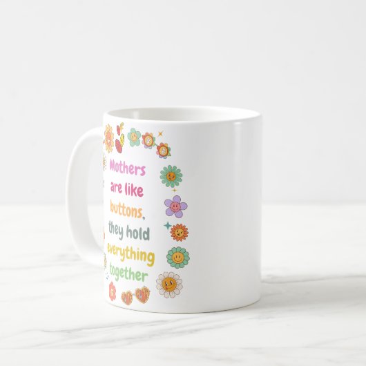 ママはボタンのようなもので、全部まとめてある コーヒーマグカップ (正面左)