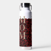 ママはヨガ濃い赤い花をピラティス ウォーターボトル (正面)