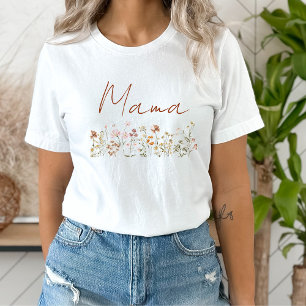 ママはワイルドフラワーベビーシャワーになる Tシャツ