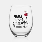 ママはワインのお母さんパーソナライズされたが必要 ステムなしワイングラス (正面)