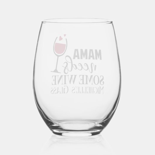 ママはワインのお母さんパーソナライズされたが必要 ステムなしワイングラス (裏面)