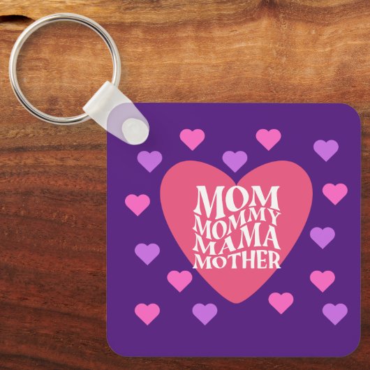 ママは多くの名前を持っているメタルスクエアキーチェーン キーホルダー (正面)