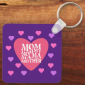 ママは多くの名前を持っているメタルスクエアキーチェーン キーホルダー (裏面)