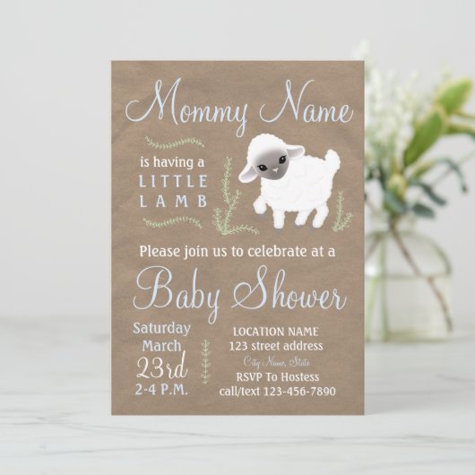 ママは子羊を飼ってる！ベビーシャワー招待状 招待状 (スタンド正面)