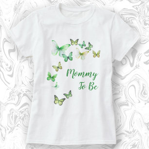 ママは小さな蝶の赤ちゃんシャワーになる Tシャツ