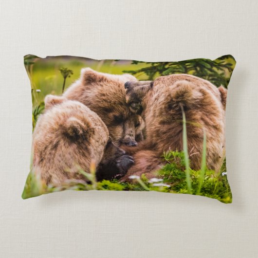 ママは彼女の2つの子供を看護するクラーク湖ナシア アクセントクッション (裏面)