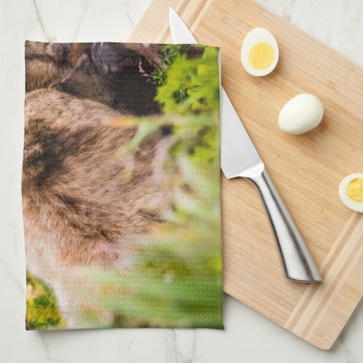 ママは彼女の2つの子供を看護するクラーク湖ナシア キッチンタオル (四つ折り)