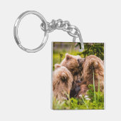 ママは彼女の2つの子供を看護するクラーク湖ナシア キーホルダー (正面左)