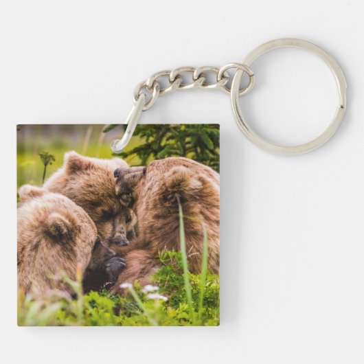 ママは彼女の2つの子供を看護するクラーク湖ナシア キーホルダー (裏面)