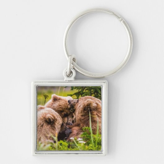 ママは彼女の2つの子供を看護するクラーク湖ナシア キーホルダー (正面)